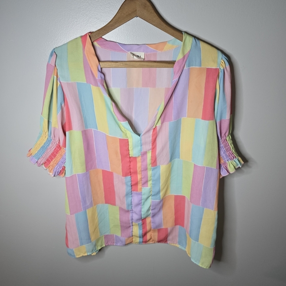 BiBi Multicolor Striped Blouse - Picture 6 of 11